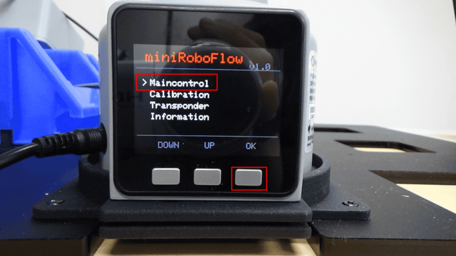 myCobot - teaching demo: select Maincontrol from miniroboFlow